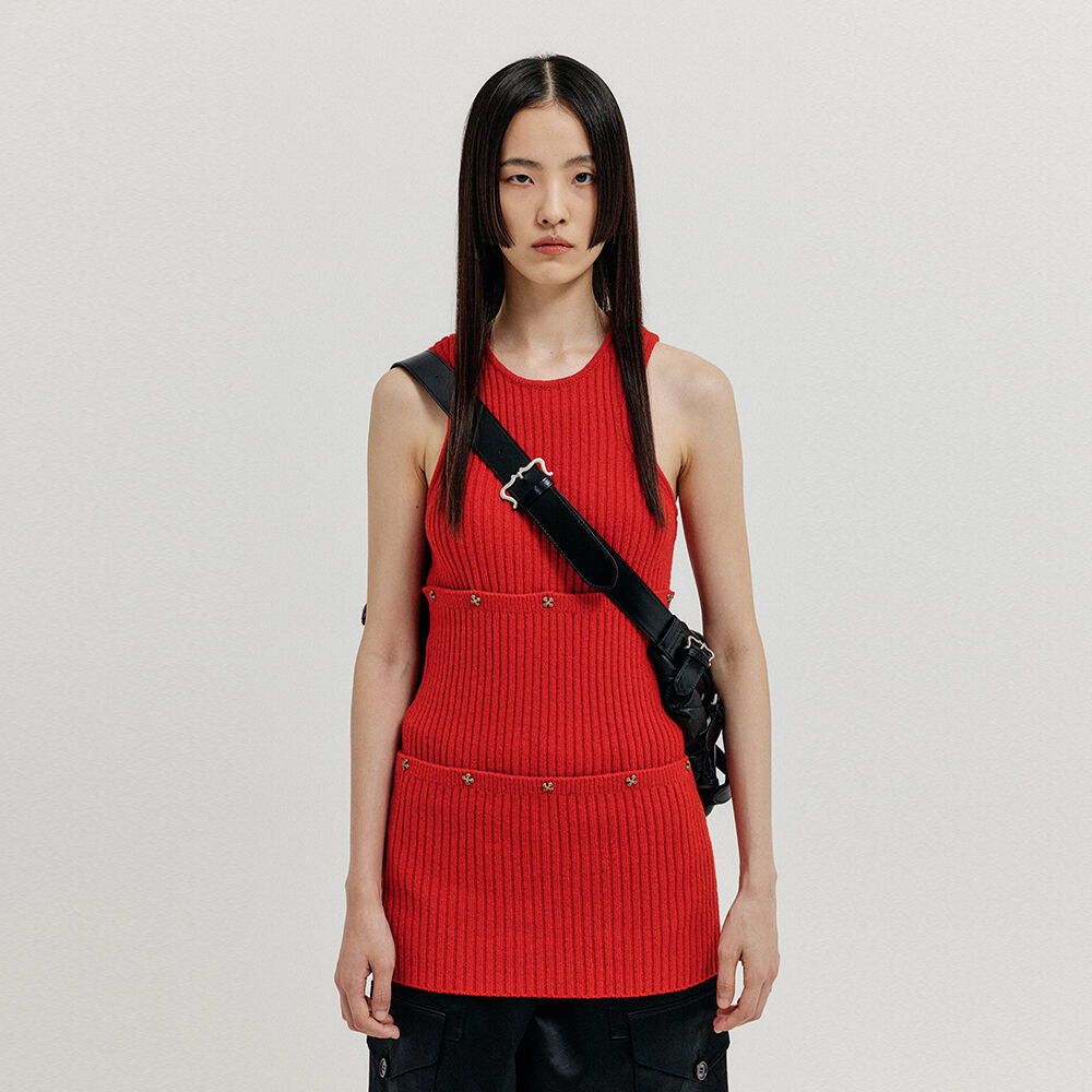 EENK XENDER Separable Sleeveless Knit Top - Red