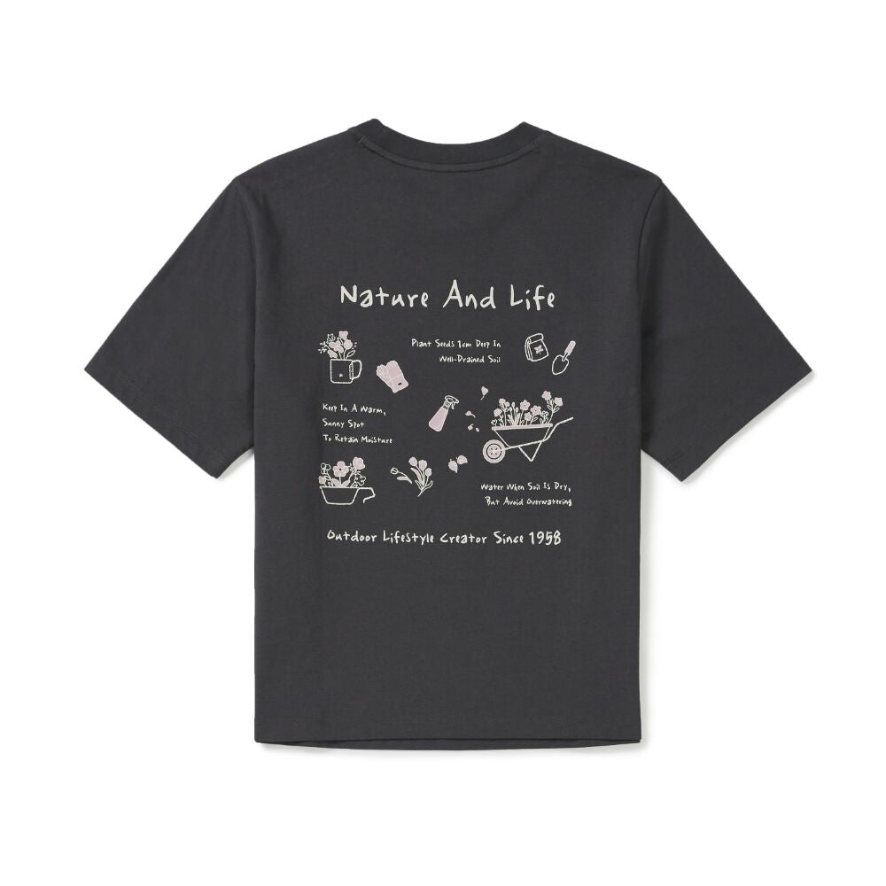 SNOWPEAK APPAREL Aerocool Women's Gardening Graphic Short Sleeve T-Shirt Charcoal (S26MWFTS23)