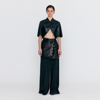 EENK WERO Buttoned Leather Mini Skirt - Black