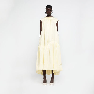 VEILED NECK MAXI DRESS YELLOW (R25DJ7061YL)