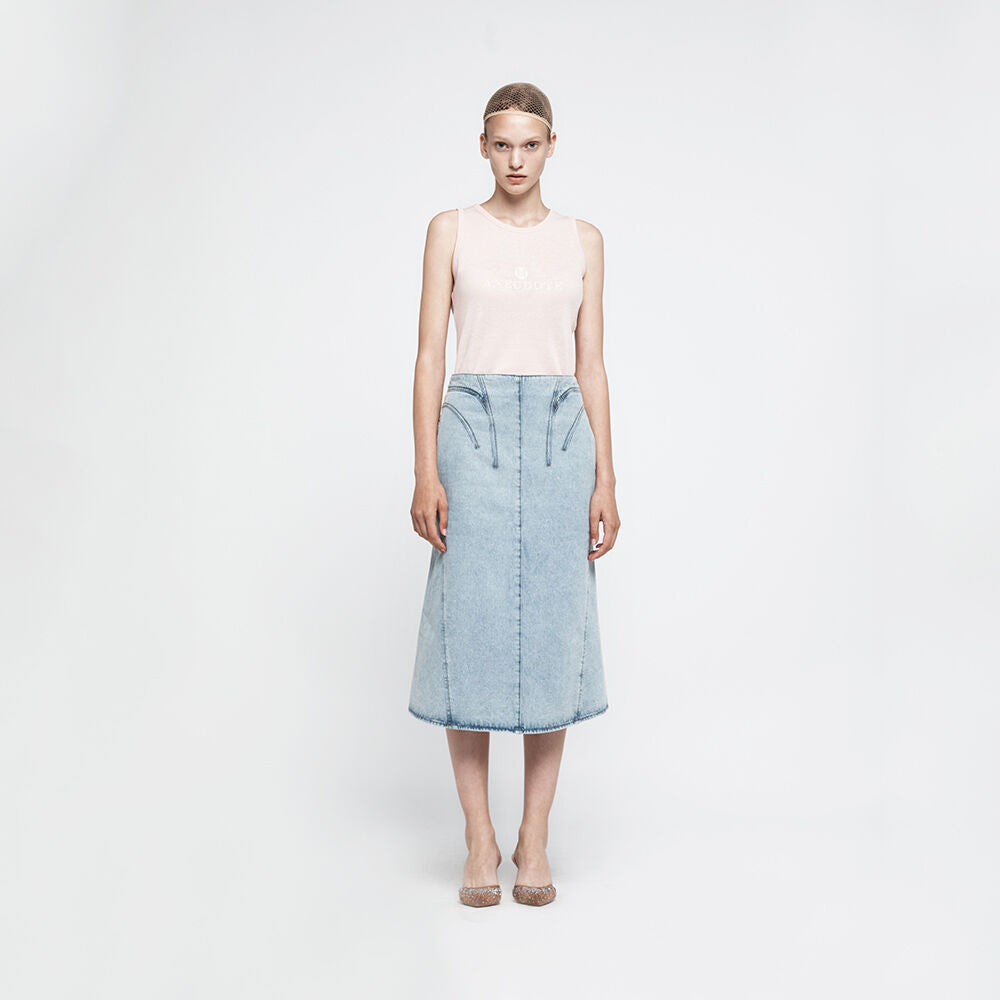 YCH MERMAID DENIM SKIRT BLUE (R25DB8041BL)