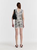 EENK YEARBY Jacquard Knit Shorts - White/Black