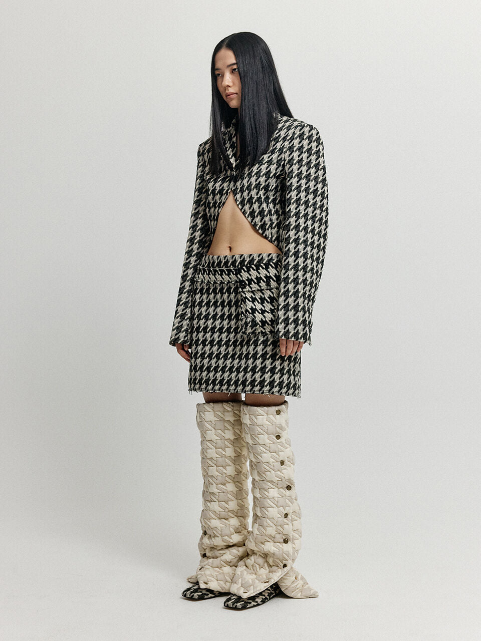 EENK XOPO Pocket Mini Skirt - Black/Ivory Check