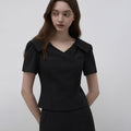 IT MICHAA Itmissha open collar feminine blouse ITQ8ZBL430 (BLACK)
