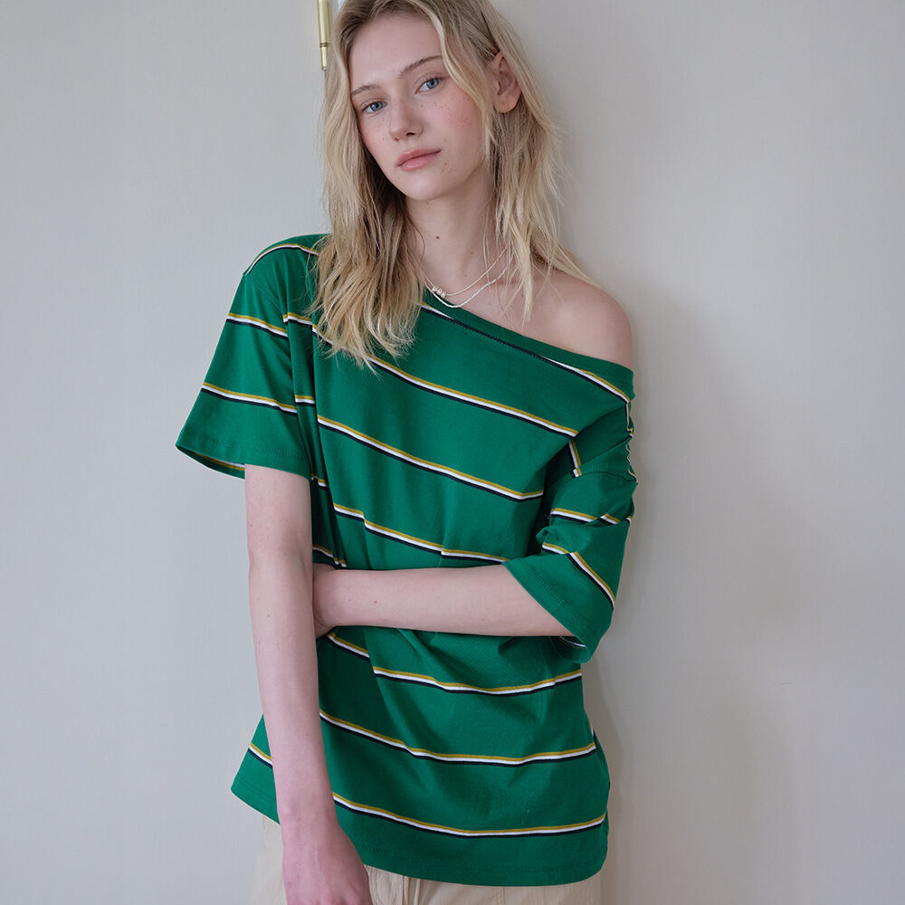 FRIVER07 Off shoulder overfit t-shirt [FRSP08TS21]_Green