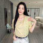 V'NY STUDIO Draping short-sleeved blouse_YC5SSEG