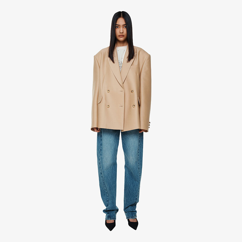 YCH DOUBLE-BREASTED WOOL-BLEND JACKET BEIGE (F24JK1031BE)