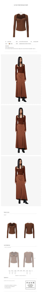 YCH CUT OUT STRAP DETAILED TSHIRT BROWN (F24BL3091BR)