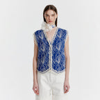 EENK YEARY Knit Vest with Print - Navy/Ivory