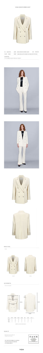 YCH DOUBLE-BREASTED RIBBED JACKET CREAM (W23JK111CR)