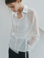 NONANDNON See-through wrap shirt _NHBL6469