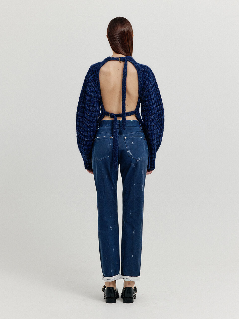EENK EENK XAVE Open Back Knit Pullover - Navy