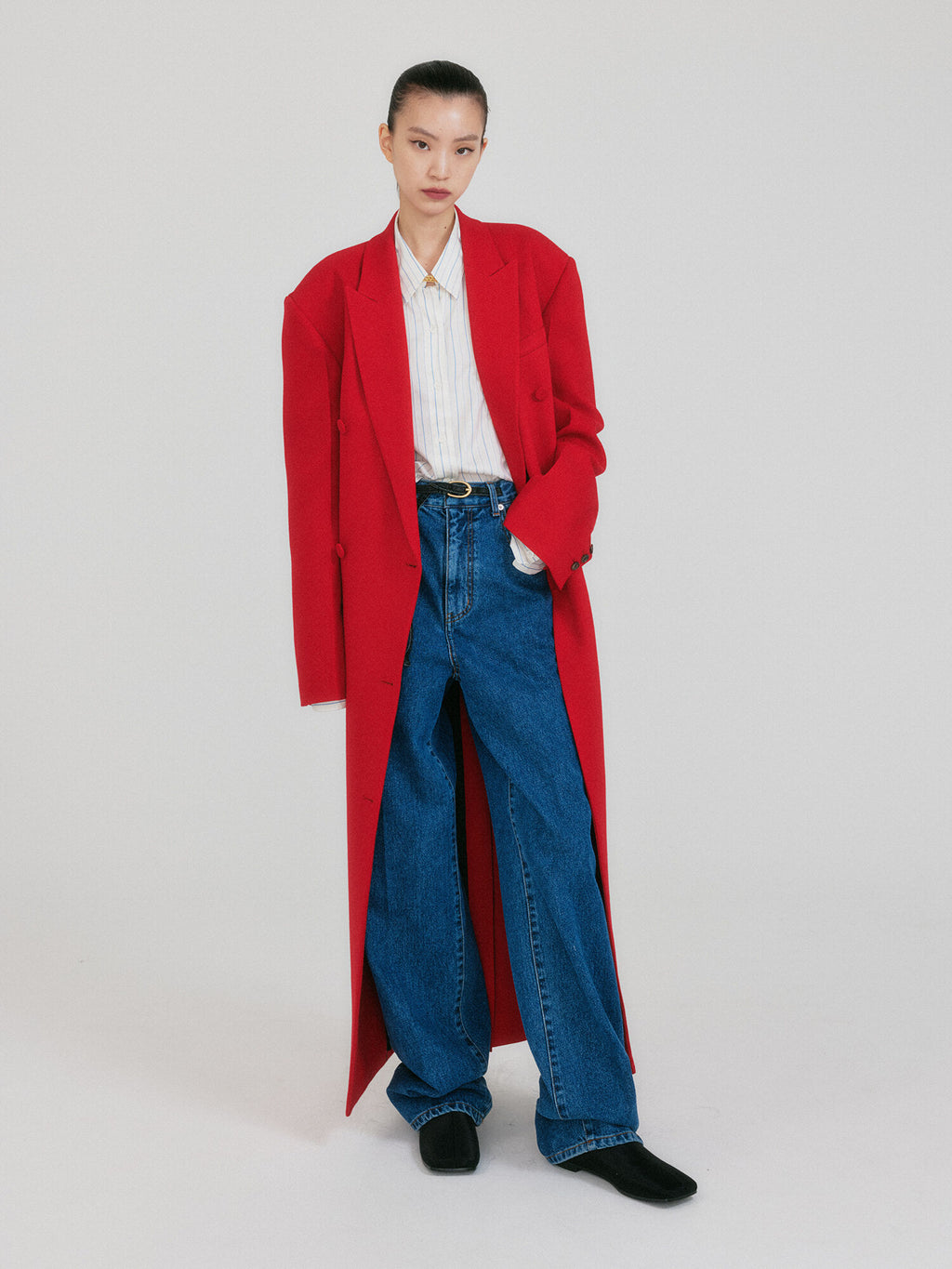EENK ZABELLE Double-Breasted Coat - Red