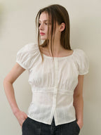 SALBOL PUNCHING LACE BLOUSE [WHITE]