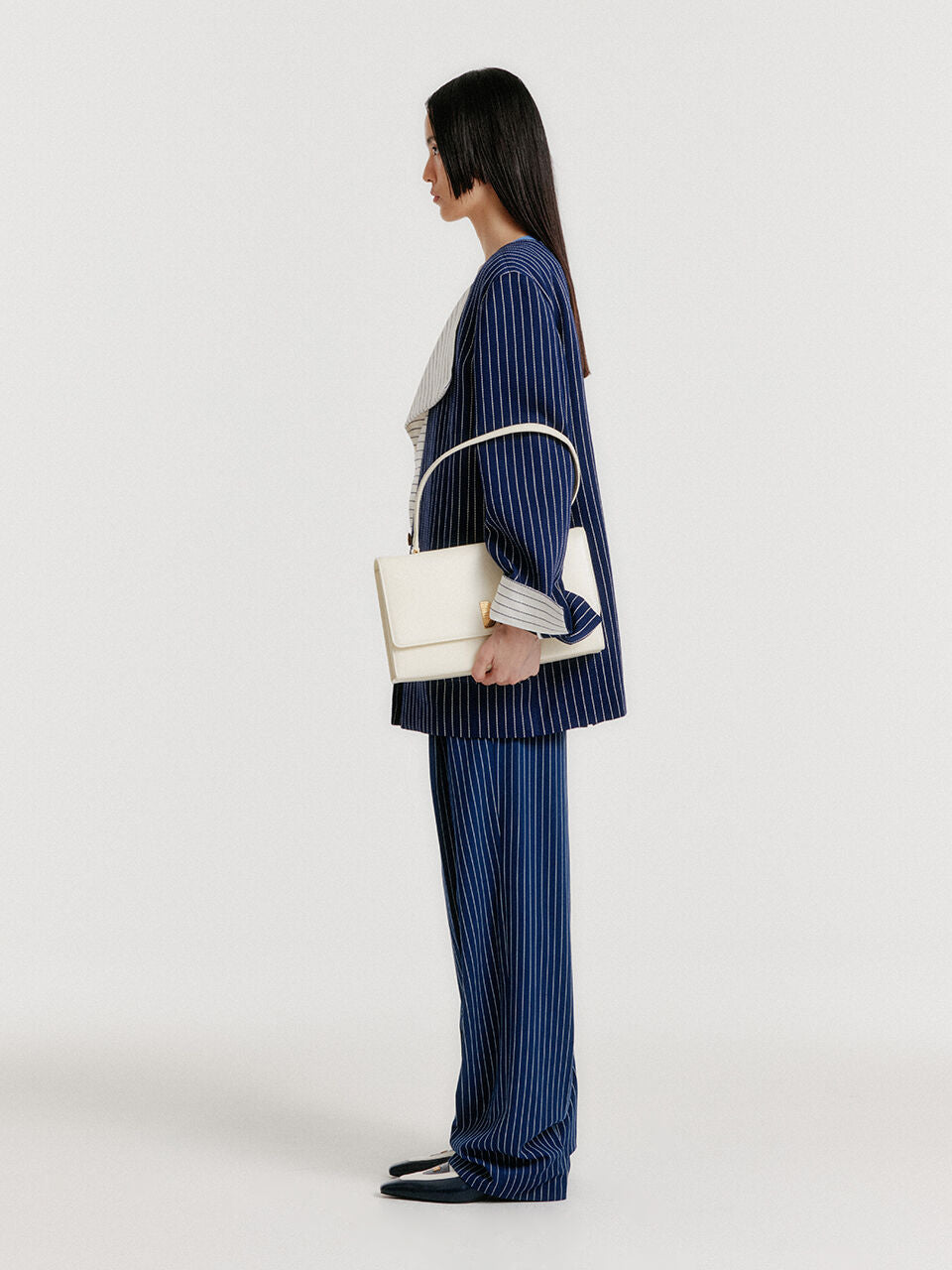 EENK YERIDA One-Button Jacket - Navy Stripe