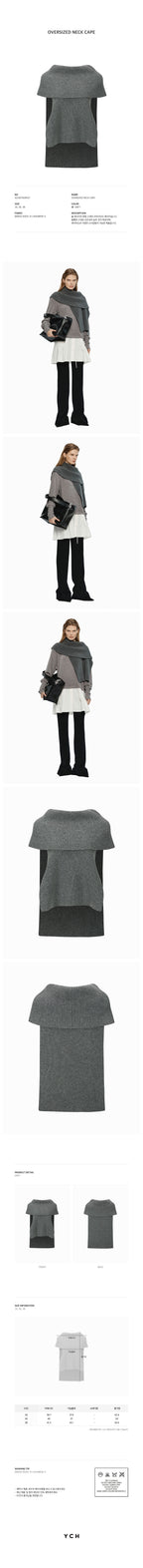 YCH OVERSIZED NECK CAPE GREY (W24KT9081GY)