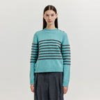 EENK EENK XTRIPE Stripe 4 Buttons Knit Top - Blue Grey