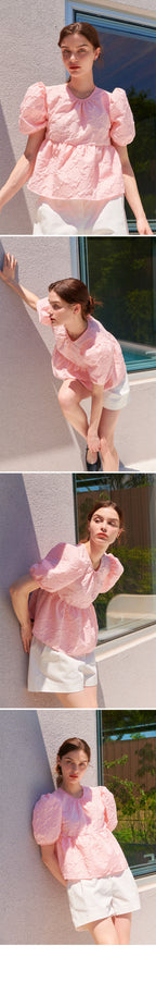 CAMINO Summer puff short sleeve blouse black