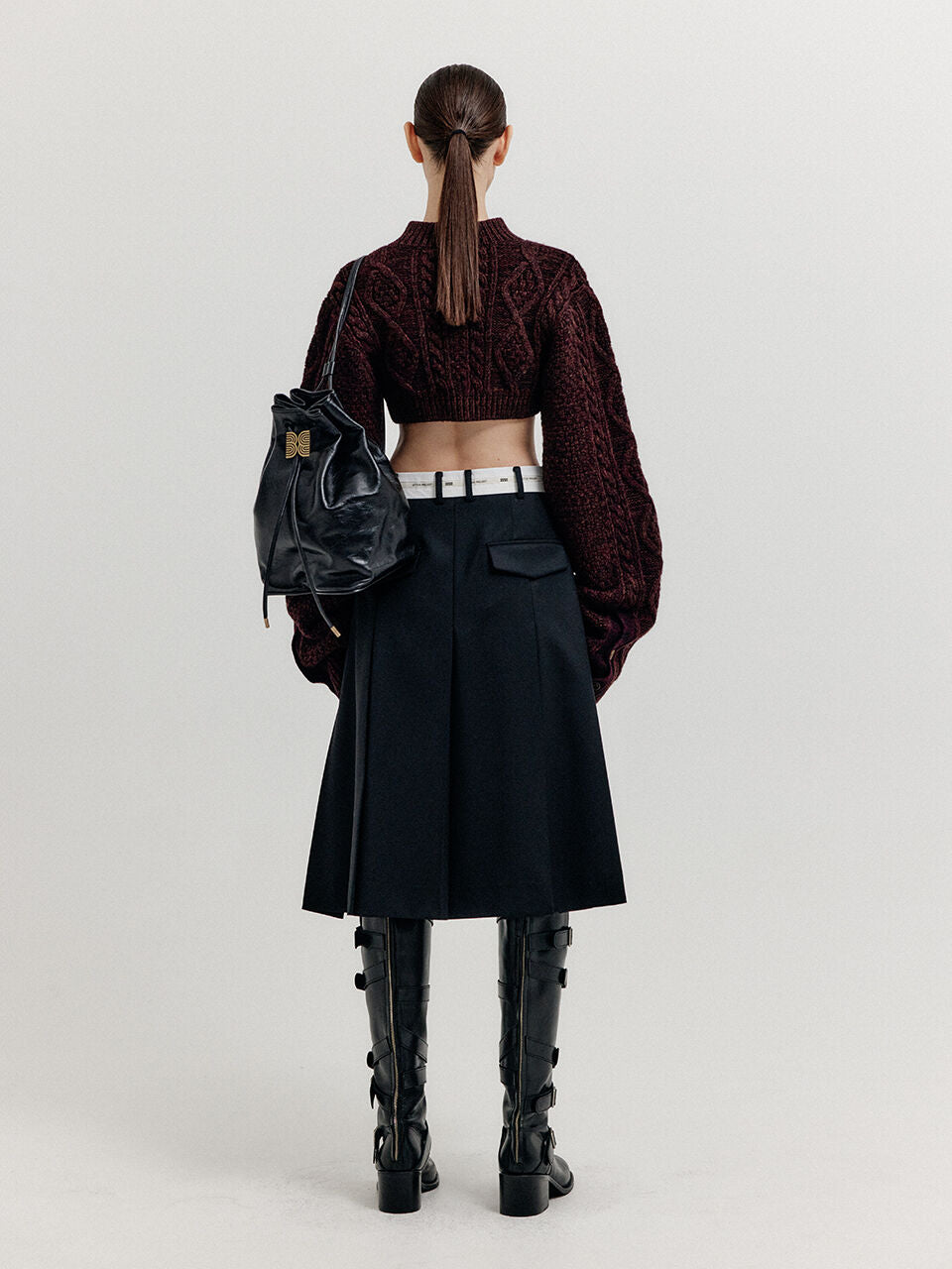 EENK EENK XAVIE Pintucked Long Skirt - Black