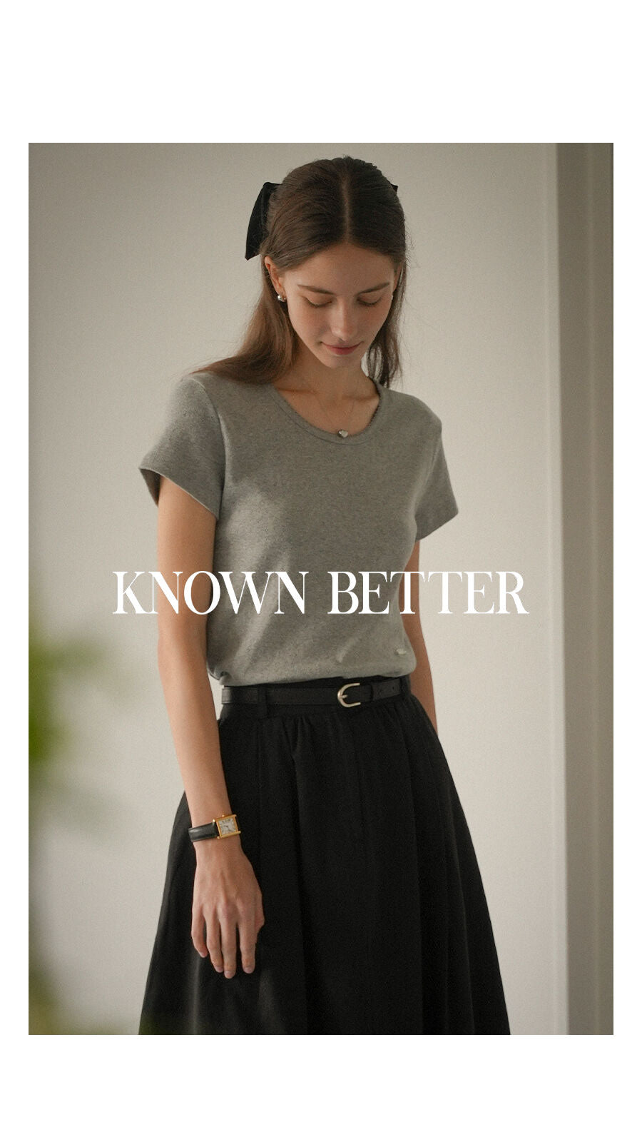 KNOWN BETTER [Add size] Floral eyelet romantic T-shirt_Gray
