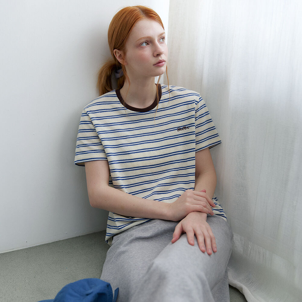 KNOWN BETTER Terry stripe logo T-shirt [KNSS09TS01]_Ivory