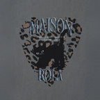 rolarola LEOPARD HEART CAT PIGMENT T-SHIRT CHARCOAL