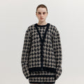 EENK EENK XOUI Houndstooth Check Knit Cardigan - Black/Ivory