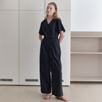 LCVE LCVE Jumpsuit V-Neck Button Black
