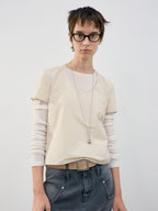 LOW CLASSIC U-NECK LOGO BLOUSE_BEIGE_LW251BL04BE