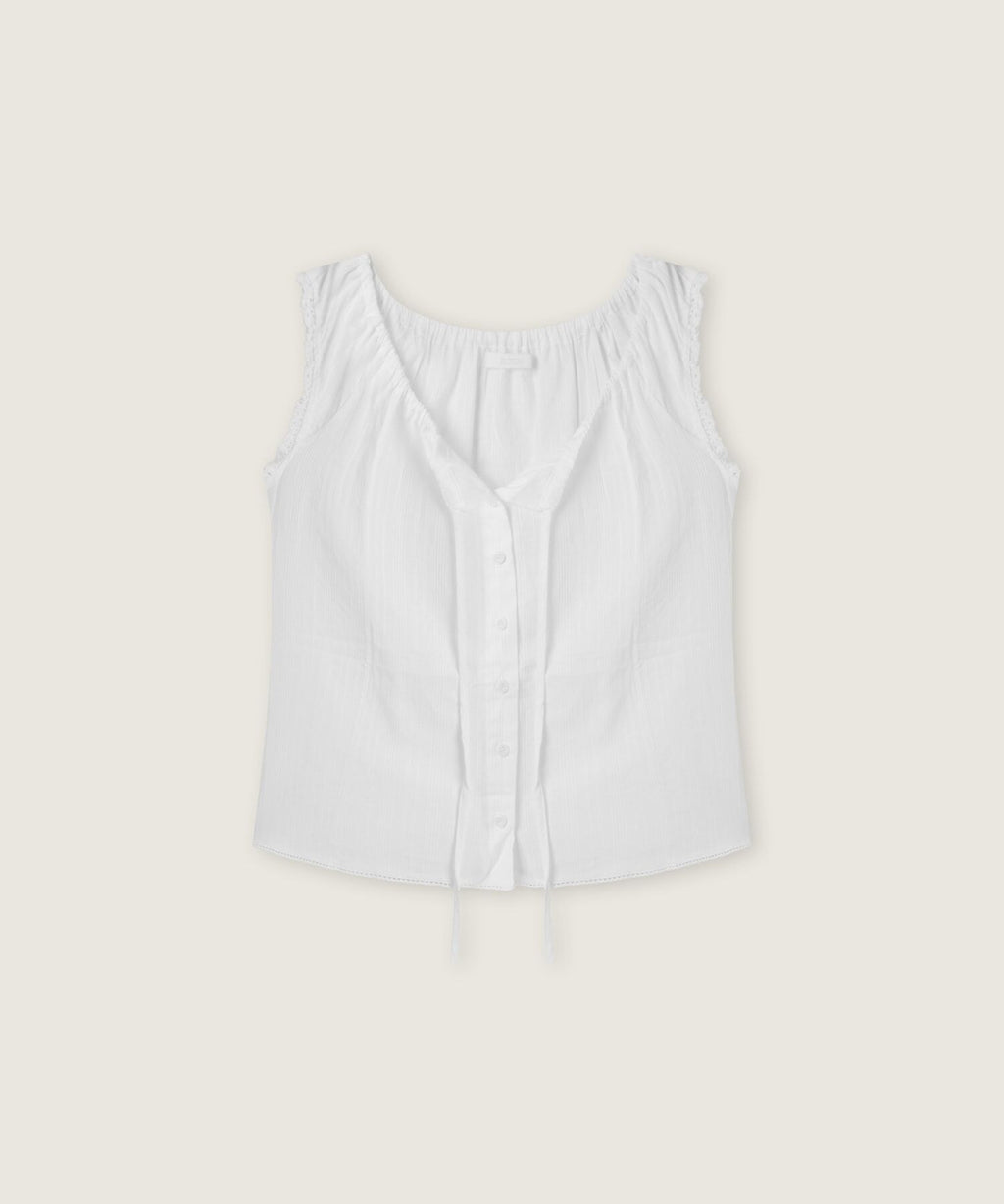 ROEM Neck shirring tank top blouse RMBNG37RTA