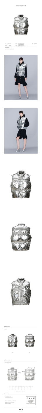 YCH METALLIC DOWN GILET SILVER (W23OT011SV)