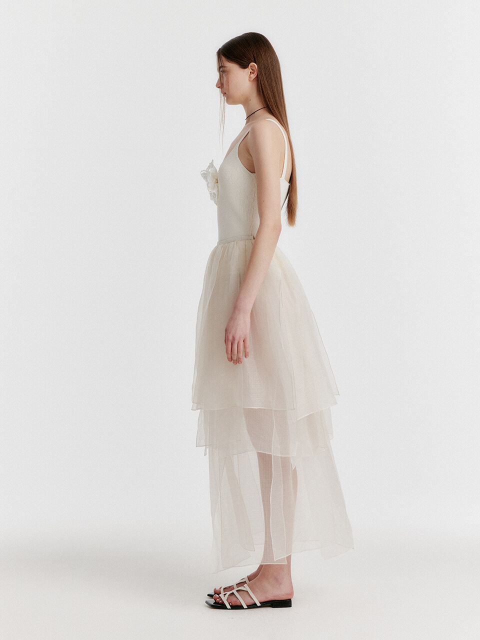 EENK YET Triple Layered Long Skirt - OIvory