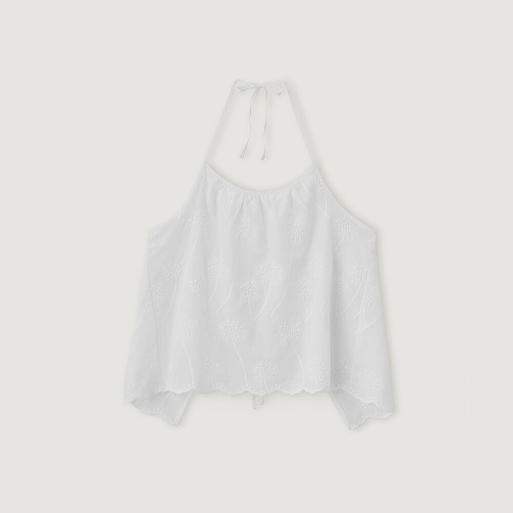 BEMUSE MANSION Scallop lace halterneck top - White