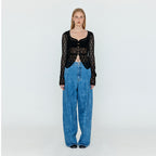 EENK EENK WJEAN Folded Front Wide Denim Pants