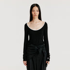 EENK YOU Contrast Long Sleeve Jersey Top - Black
