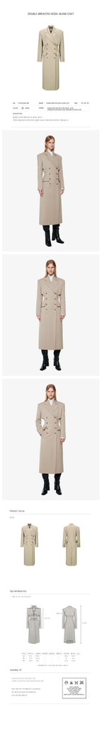 YCH DOUBLE-BREASTED WOOL-BLEND COAT BEIGE (F24OT0052BE)
