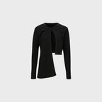 YCH SCARF-DETAILED TRIMMED KNIT TOP BLACK (F24KT8061BK)