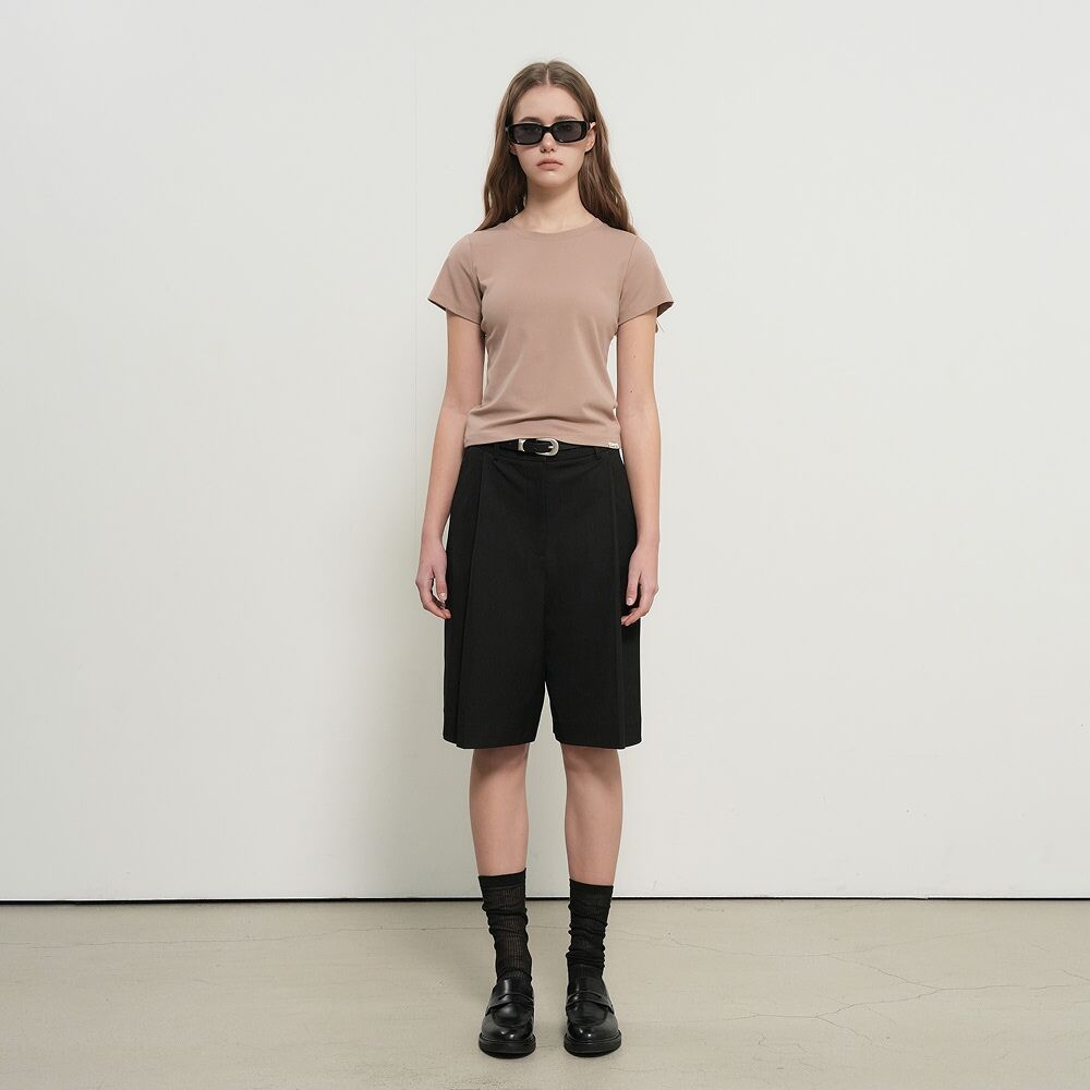 GENERAL IDEA WOMAN Soft Slim Fit T-Shirt [BEIGE] / WBE3L01503