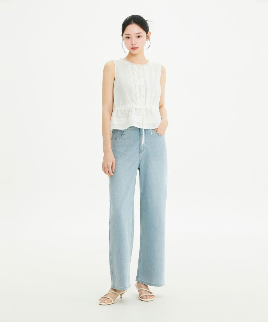 ROEM Pintuck lace tank top blouse RMBLG37R14
