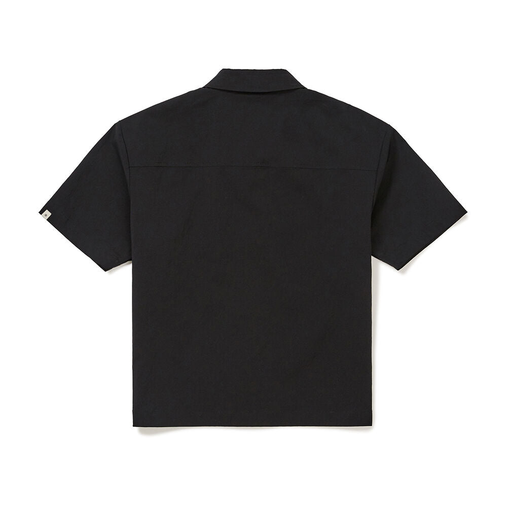 SNOWPEAK APPAREL Root Women's Semi Crop Pocket Short Sleeve Shirt Black (S24MWRSH61)