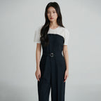 SATIN SATIN Jumpsuit Frill Bustier Layered Belt