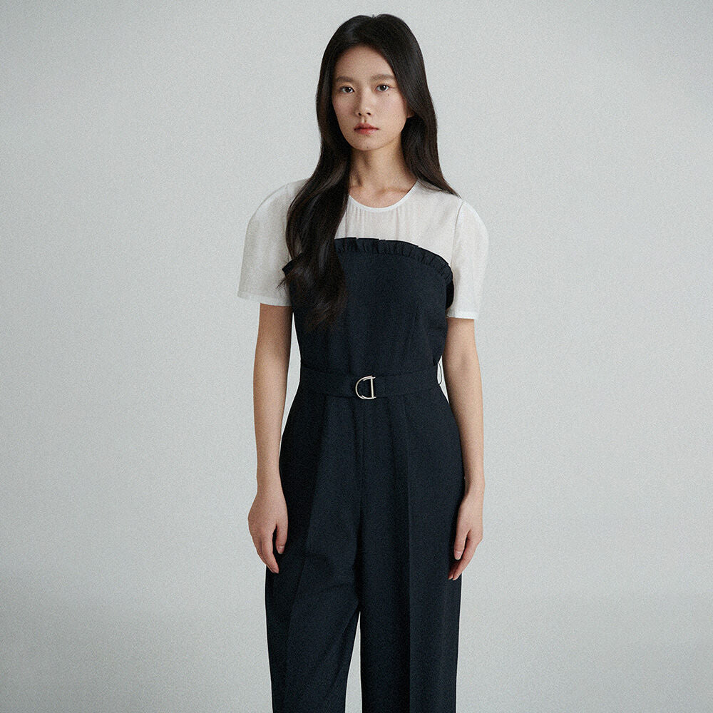 SATIN SATIN Jumpsuit Frill Bustier Layered Belt