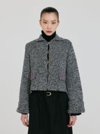 EENK ZAZZI Collared Knit Cardigan - Black/White