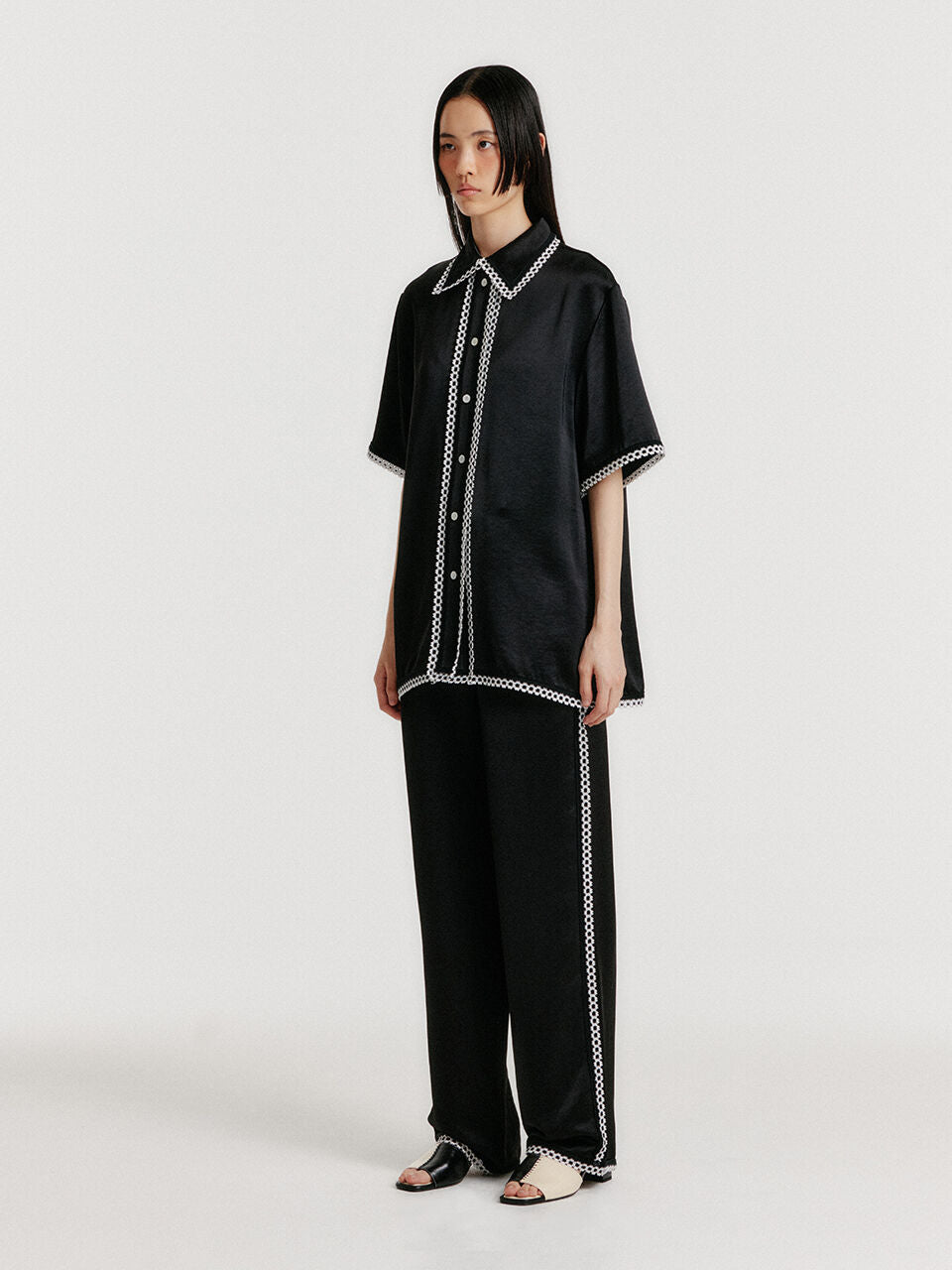 EENK EENK Lace Trim Pants - Black