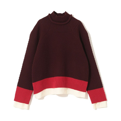 UNDERCOVER (W) INTARSIA KNIT WOOL SWEATER BORDEAUX