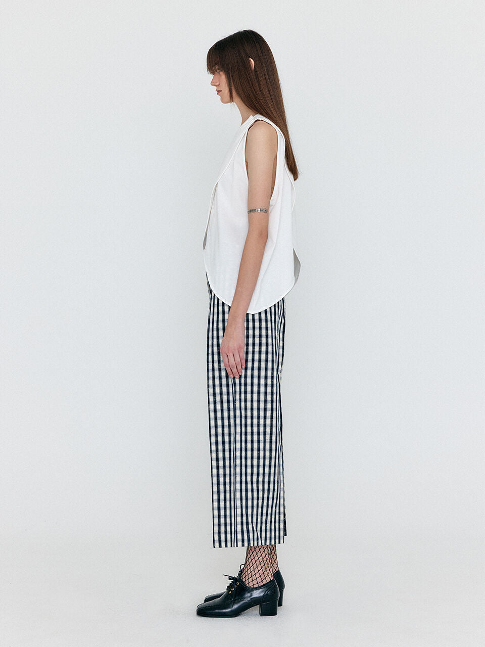 EENK EENK Pants Ankle-Length - Ivory/Navy Check