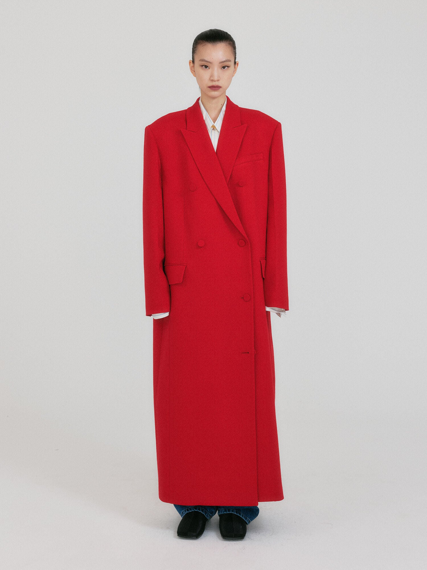EENK ZABELLE Double-Breasted Coat - Red