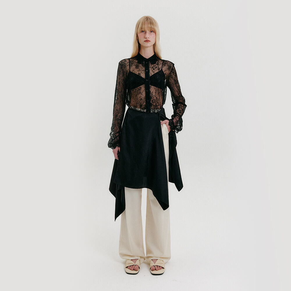 EENK Unbalanced Wrap Skirt - Black
