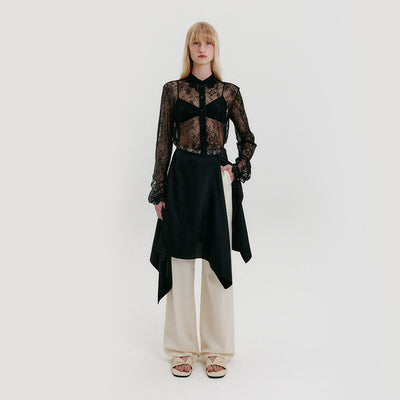 Unbalanced Wrap Skirt - Black