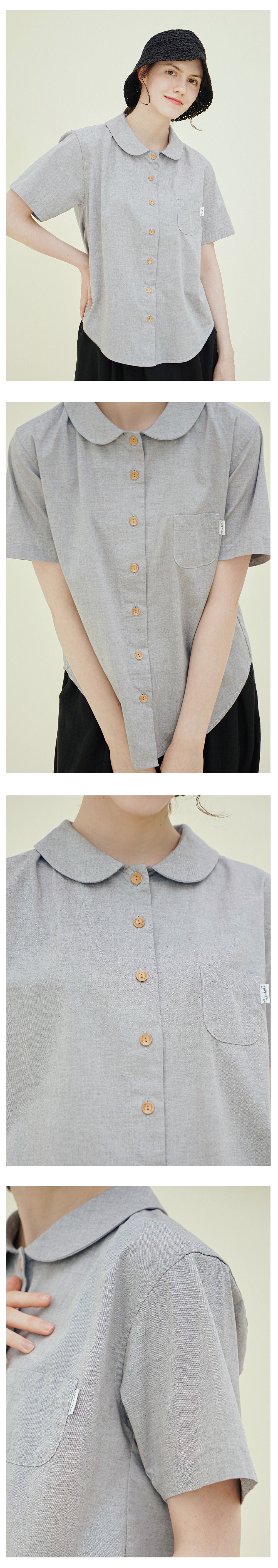 CHIQUITA 8th_Oxford round shirt black 242301SBK (domestic production)